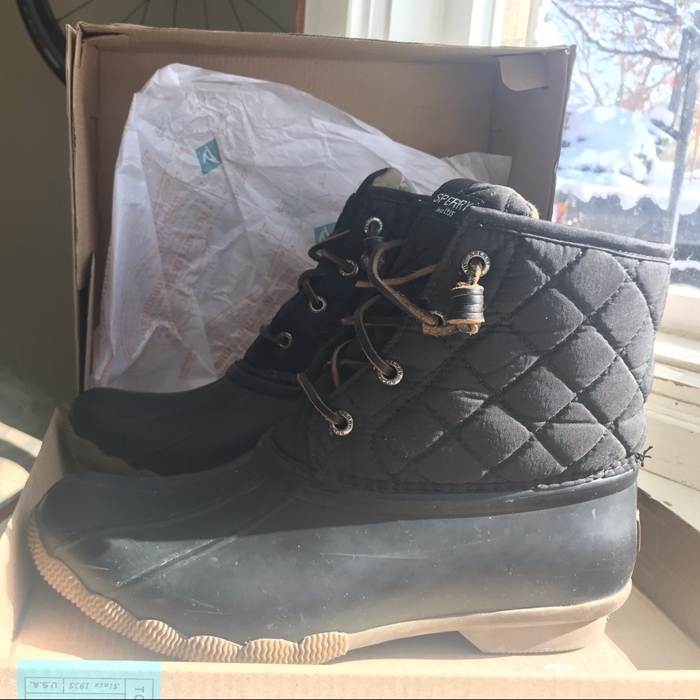 Black Sperry duck boots
